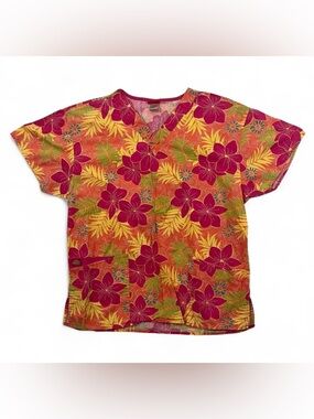 Dickies Floral V-Neck Scrubs Shirt Top - Women’s size M